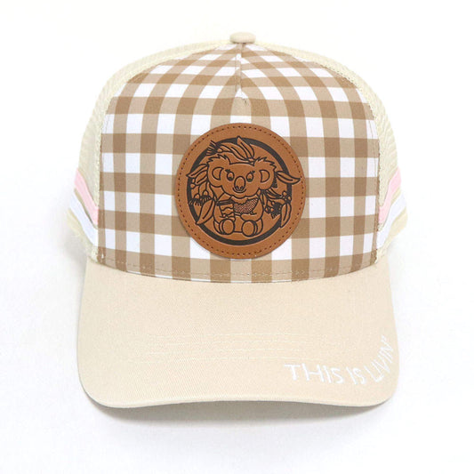 This Is Livin’ | Gingham Version | Ponytail Trucker Cap