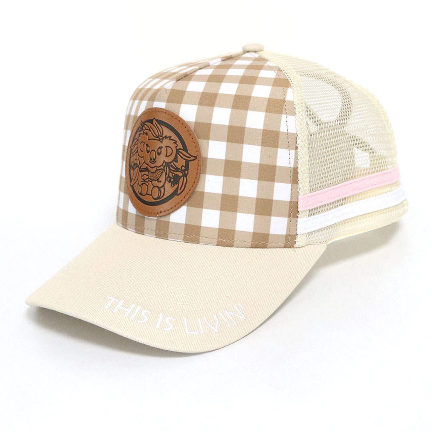 This Is Livin’ | Gingham Version | Ponytail Trucker Cap