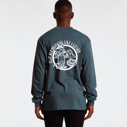 Flat Out Drinking Like A Lizard | Mens Long Sleeve