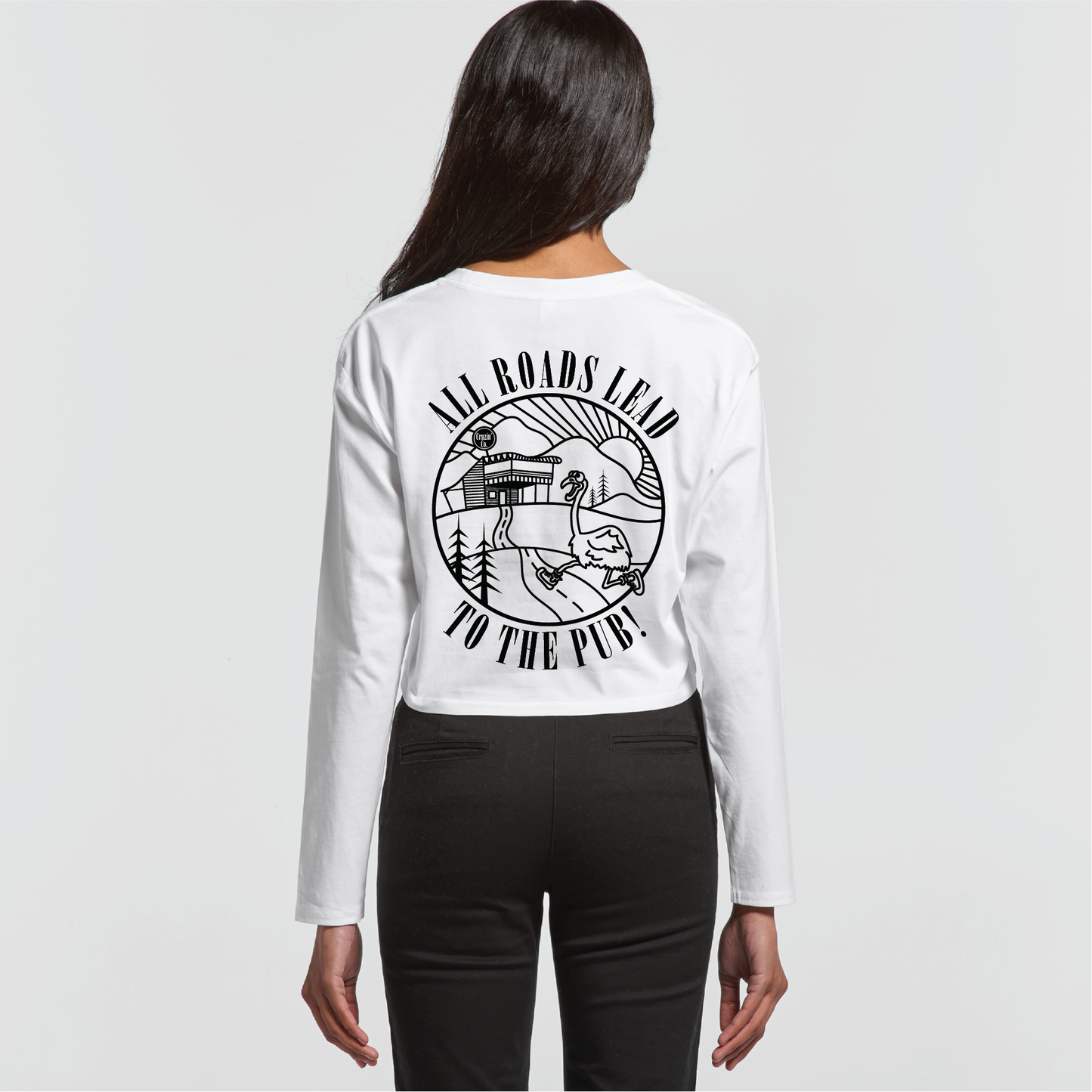 All Roads Lead To The Pub | Ladies Long Sleeve Crop