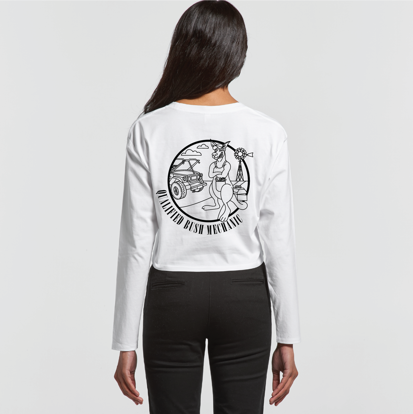 Qualified Bush Mechanic | Ladies Long Sleeve Crop