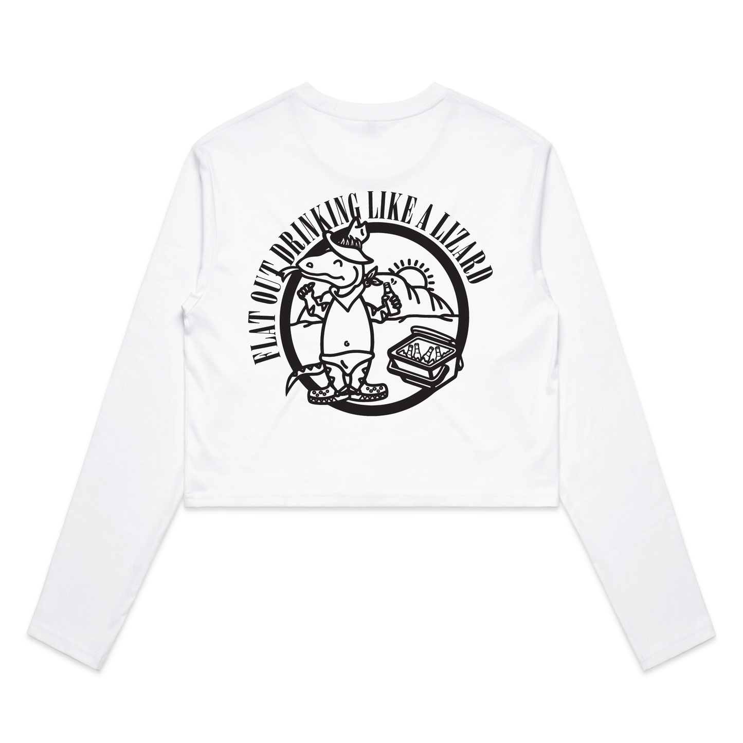 Flat Out Drinking Like A Lizard | Ladies Long Sleeve Crop