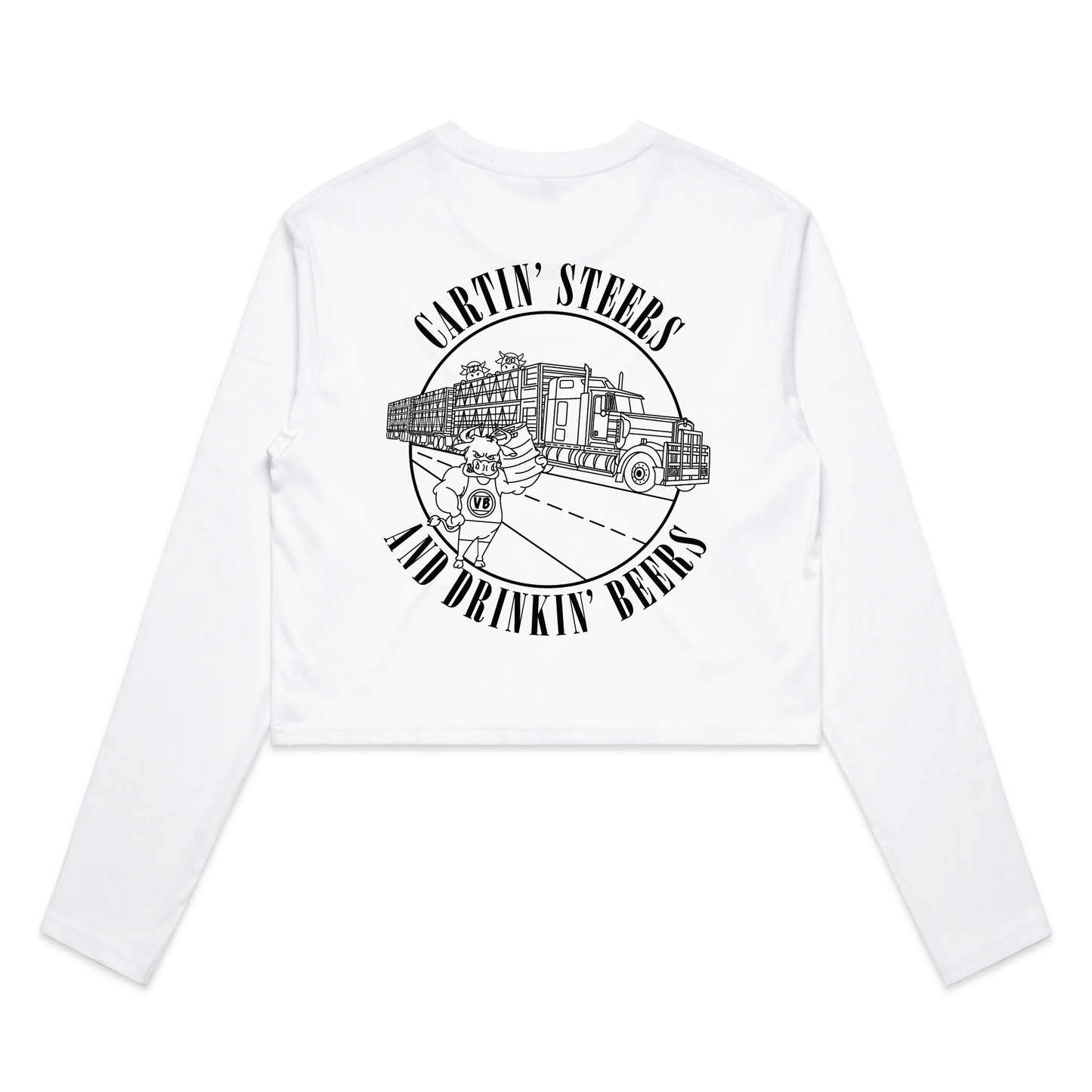 Cartin' Steers and Drinkin' Beers | Ladies Long Sleeve Crop