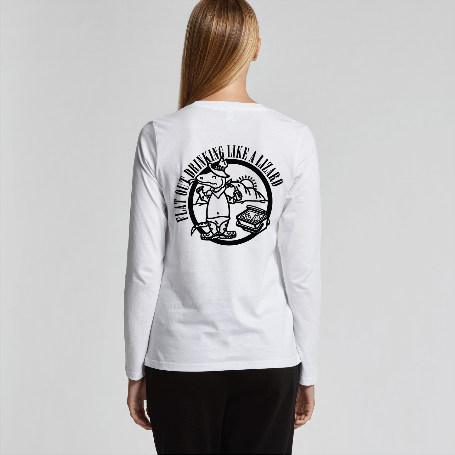 Flat Out Drinking Like A Lizard | Ladies Long Sleeve