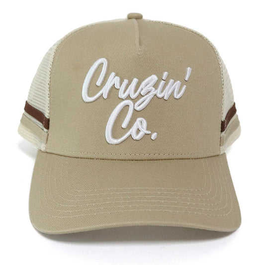 Embroidered Beige Signature Logo | Pony Tail Trucker Cap